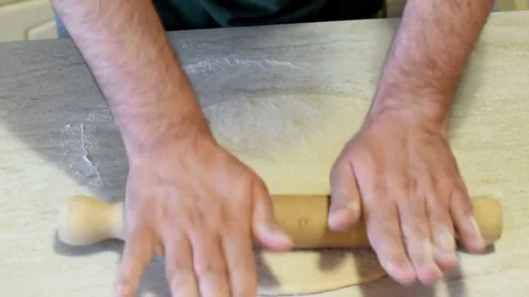 Pizza dough kneading Stock Footage 76997971