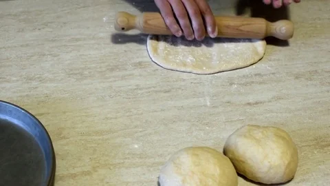 Pizza dough kneading Stock Footage 76999896