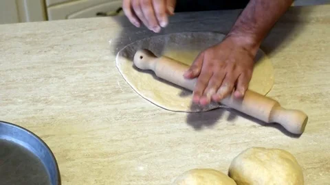 Pizza dough kneading Stock Footage 76999903
