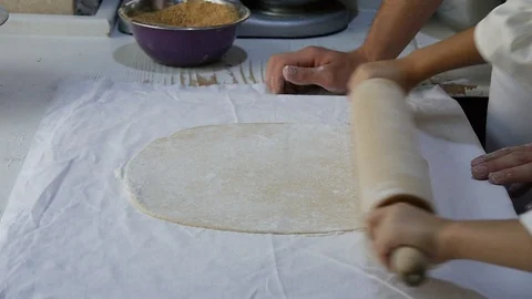 Pizza dough preparation Stock Footage 105398627