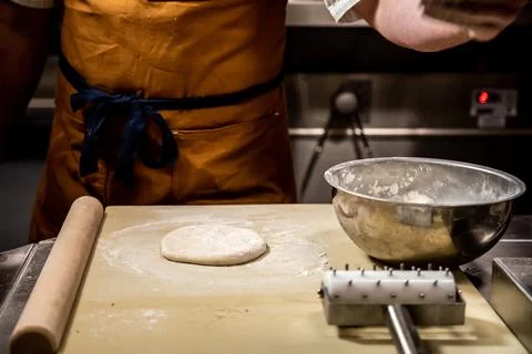 Pizza Dough on Table Stock Photos