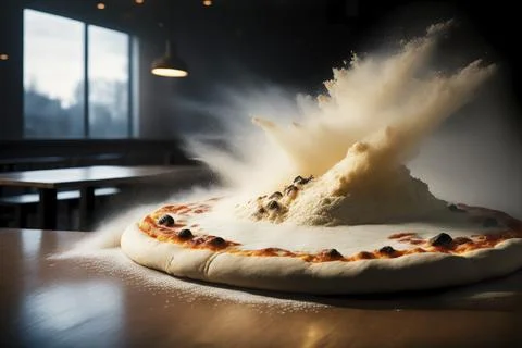 Pizza dough in work process Stock Photos