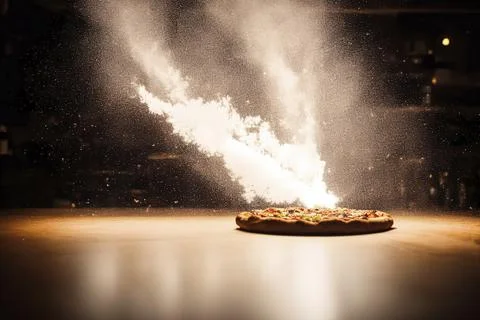 Pizza dough in work process 스톡 사진