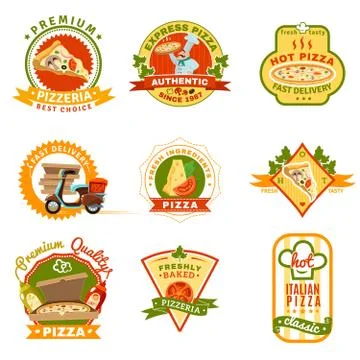 Pizza Emblems Set Stock Illustration
