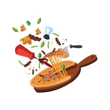 Pizza exploded view Stock Illustration