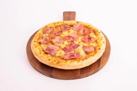 Pizza extra cheese with ham is menu in the restaurant. Stock Photos