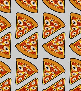 Pizza with eyes Pattern seamless. Vector Background Stock Illustration