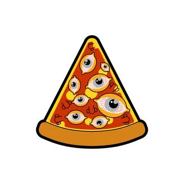 Pizza with eyes slice isolated. Vector illustration Stock Illustration