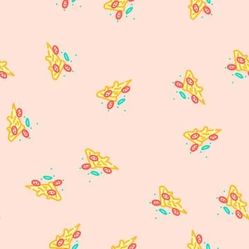 Pizza fast food vector seamless pattern Stock Illustration