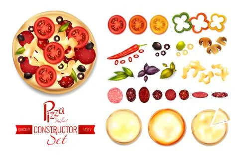 Pizza Filler Constructor Set Stock Illustration