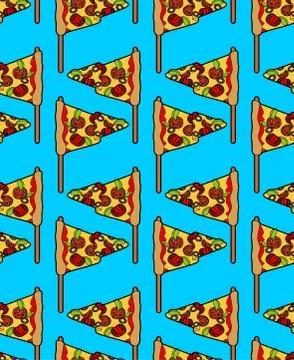 Pizza flag pattern seamless. Banner for Pizzeria or restaurant background . V Stock Illustration