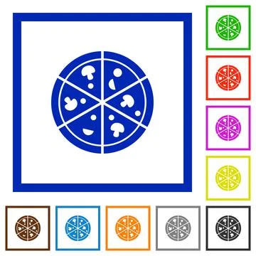 Pizza flat framed icons イラスト素材