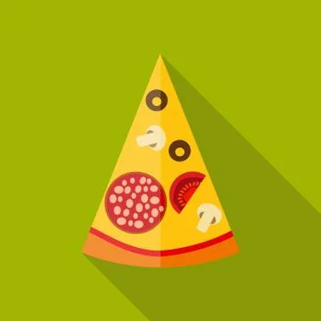 Pizza Flat Icon with Long Shadow, Illustration Stock Illustration