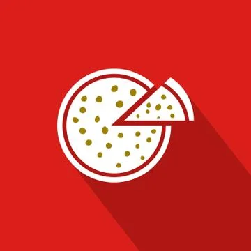 Pizza Flat Icon With Red Background Stock Illustration