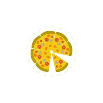 Pizza flat icon on white background Stock Illustration