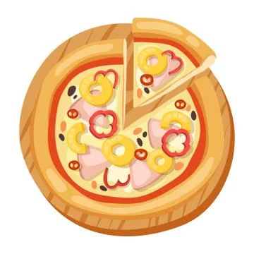 Pizza flat icons isolated vector illustration piece slice pizzeria food menu Ilustração Stock