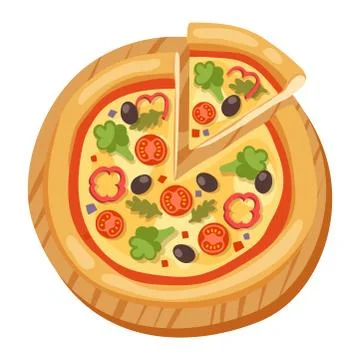 Pizza flat icons isolated vector illustration piece slice pizzeria food menu Stock Illustration