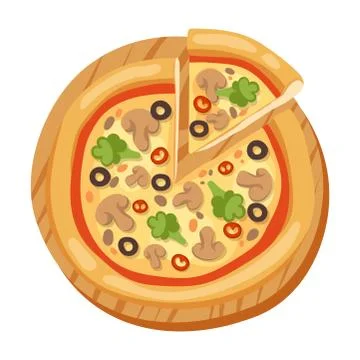 Pizza flat icons isolated vector illustration piece slice pizzeria food menu Stock Illustration
