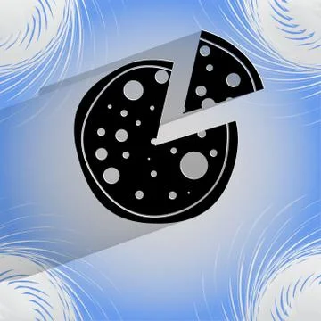 Pizza. Flat modern web button on a flat geometric abstract background Stock Illustration