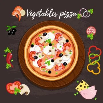 Pizza flat style vector illustration. Flat style design - vector icon set of Stock Illustration