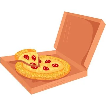 Pizza food in box vector isolated icon cartoon 库存插图