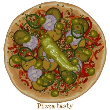 Pizza, freehand drawing Stock Illustration