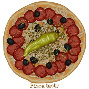Pizza, freehand drawing Illustrazione stock