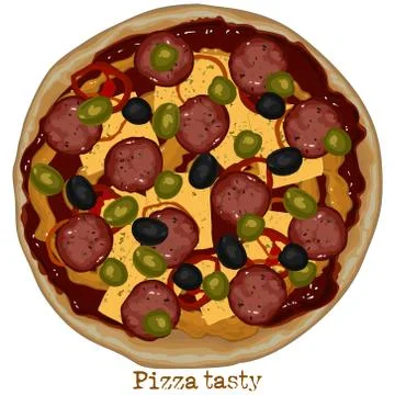 Pizza, freehand drawing Stock Illustration