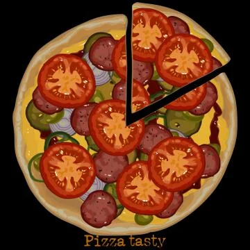 Pizza, freehand drawing Stock Illustration