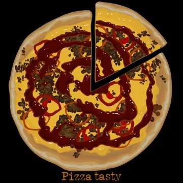 Pizza, freehand drawing Stock Illustration