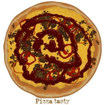 Pizza, freehand drawing Illustrazione stock