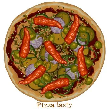 Pizza, freehand drawing Stock Illustration