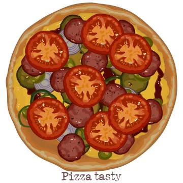 Pizza, freehand drawing Stock Illustration