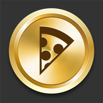 Pizza on Golden Internet Button Stock Illustration