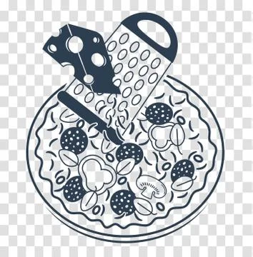 Pizza with grate Stock Illustration