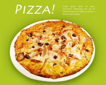 Pizza on green background Stock-Illustration