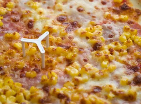Pizza with Ham and Corn Stock Photos