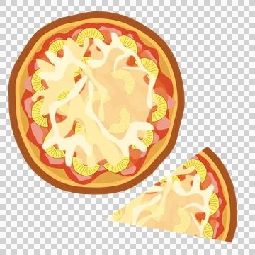 Pizza with ham and pineapple イラスト素材