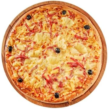 Pizza with ham and pineapple Stock Photos