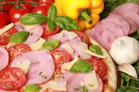 Pizza with ham Stock Photos