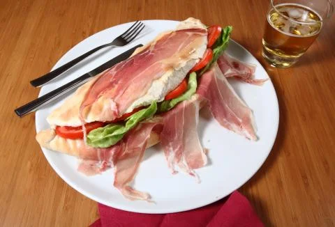 Pizza with ham Stock Photos