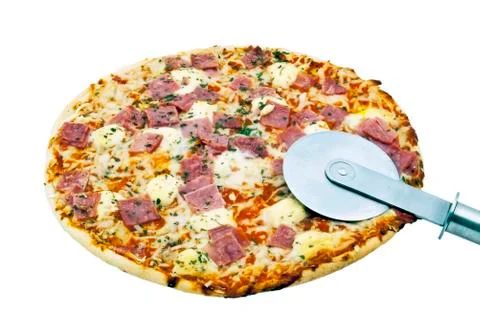 Pizza with ham Stock Photos