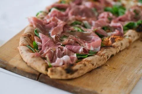 Pizza with ham Stock Photos