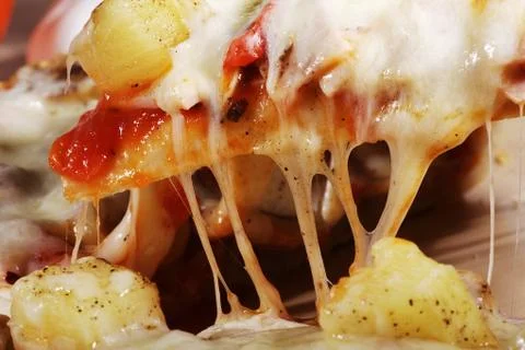 Pizza ham with pineapple Stock Photos