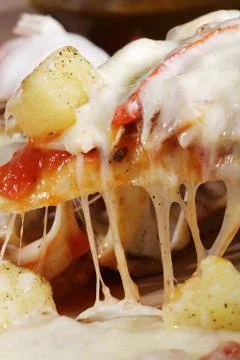 Pizza ham with pineapple Stock Photos