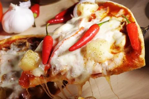 Pizza ham with pineapple Foto stock