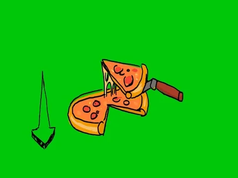 Pizza - Hand Drawn - Green Screen - SD Stock Footage 76042354