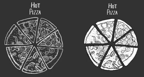 Pizza hand drawn 스톡 일러스트