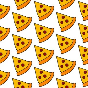 Pizza handdrawn seamless pattern Stock Illustration