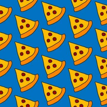 Pizza handdrawn seamless pattern Stock Illustration
